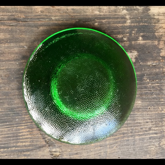 MCM Disc Shape Green Glass Stipled Candleholder - Picture 10 of 11